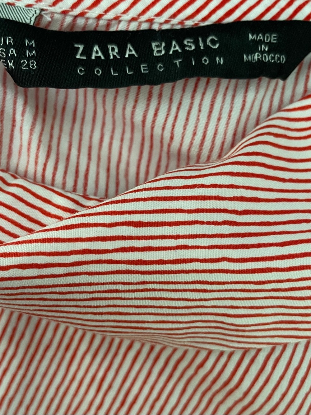 Zara Blouse Top Women's Size Medium Striped Parrot Novelty Print Retro Cropped - Picture 11 of 11